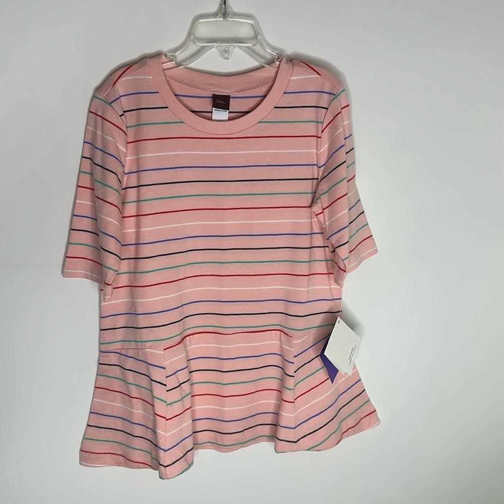 Tea collection peplum stripe t shirt size 7 NWT
